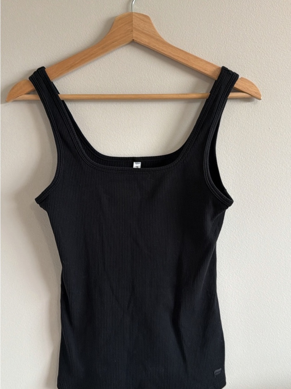 Fabletics Black Ribbed Square Neck Tank